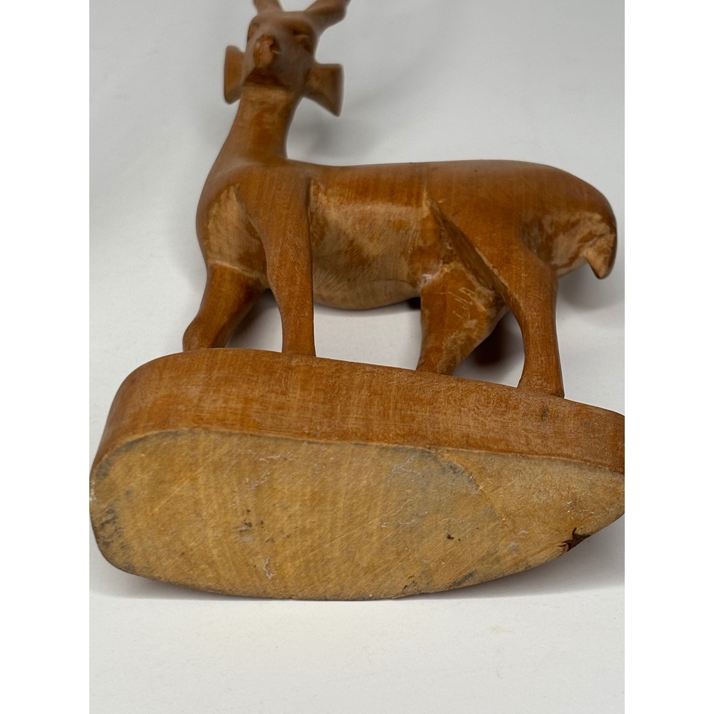 Gazelle Figurines Set of 2 Brown‎ Wood Hand Carved Vintage Pair AS IS - Picture 12 of 16